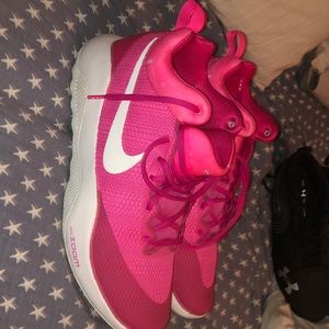 Pink Nike basketball shoes (breast cancer awareness)